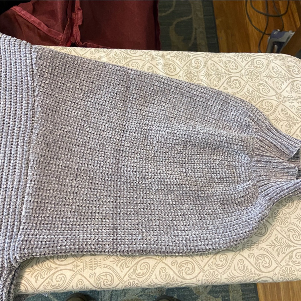 LBLC the Label Heather Light Gray Sherry Cardigan Chenille Sweater XS Duster - Picture 13 of 13